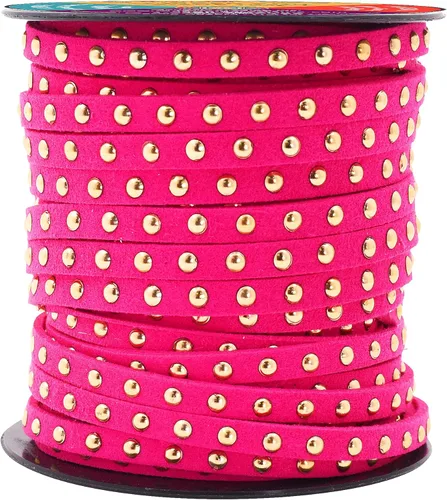 Miniatura 77 de Mandala Crafts Cordones de gamuza sintética para fabricación de joyas, 20 yardas, tiras de cordones de cuero con tachuelas doradas, cuerdas planas