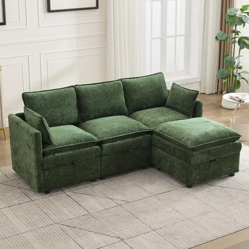 Miniatura 46 de Otomana cuadrada grande de 27 pulgadas con almacenamiento, reposapiés tapizado moderno con patas antideslizantes para sofá, mesa de café, sala