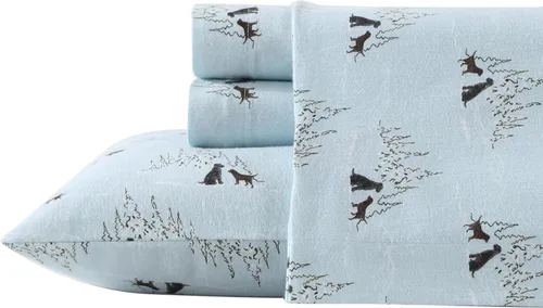 Miniatura 21 de Eddie Bauer - Sábanas de franela tamaño Queen, algodón resistente a las bolitas y arrugas, juego de sábanas con fundas de almohada y sábana ajustada