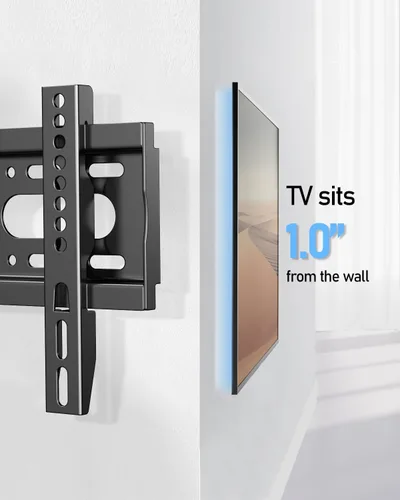 Miniatura 8 de Nuyoah Soporte de pared para TV de perfil bajo y fijo para televisores y monitores de pantalla plana de 14 a 43 pulgadas y hasta 55 libras, soporte