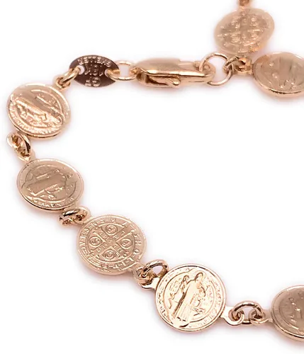 Miniatura 2 de Art & Designs by AA Pulsera religiosa de bendición de San Benito con dijes de metal dorado, Metal