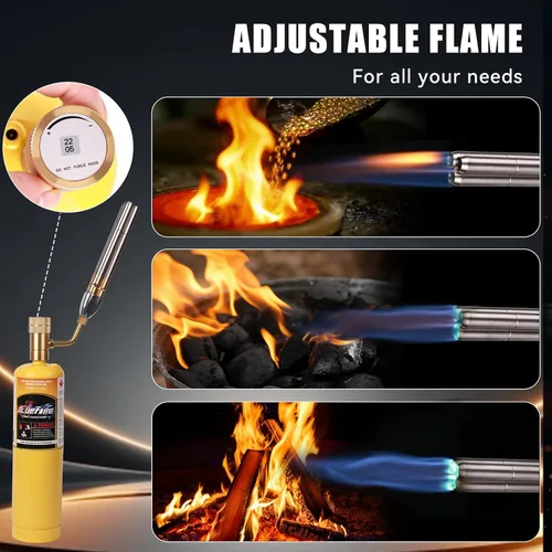 Miniatura 5 de Cabezal de soplete turbo de triple llama BlueFire de alto rendimiento 25590 BTU de gas de alta resistencia para soldadura por MAPP MAP Pro Propano