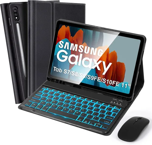 Miniatura 16 de SOPPY Teclado retroiluminado de 7 colores con mouse para Samsung Galaxy Tab S6 Lite de 10.4 pulgadas 2022/2020 (SM-P610/P613/P615/P619), funda