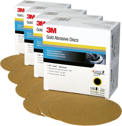Miniatura 15 de 3M 182 Hookit - 236U Oro 6 pulgadas, P1C, disco de película antipolvo., 3, Dorado