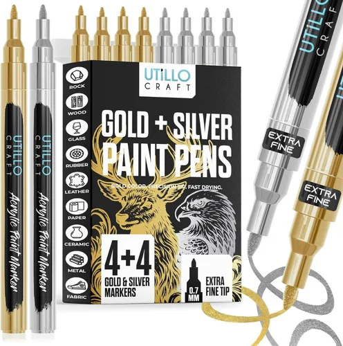 Miniatura 19 de Utillo Craft Bolígrafo de pintura negra (paquete de 3) marcadores de pintura negra mediana para metal, tela, madera, vidrio, papel, plástico, roca