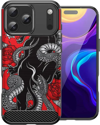 Miniatura 22 de CasesOnDeck - Funda compatible con Apple iPhone 17 Pro Max, diseño de TPU con patrón pictórico, flexible, delgada y elegante (casete retro)