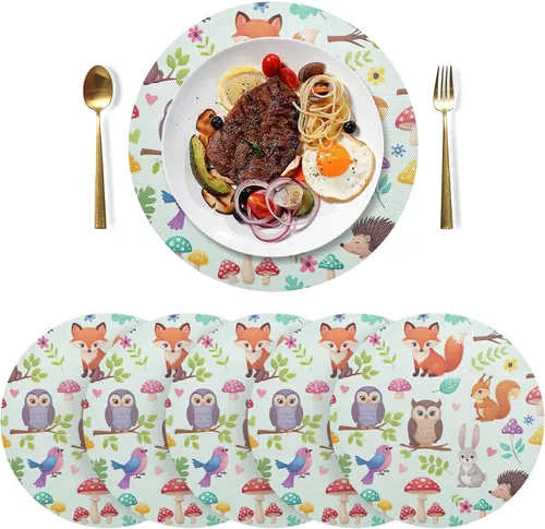 Miniatura 3 de Cute Animals Table Placemat, Washable Place Mat Heat Resistant for Kitchen one sizex4