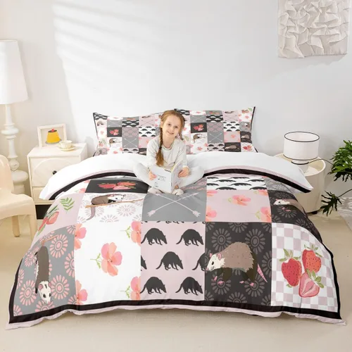 Miniatura 4 de Juego de ropa de cama de zarigüeya para niños, tamaño individual, regalo de zarigüeyas, juego de funda de edredón para niños, niñas, adolescentes