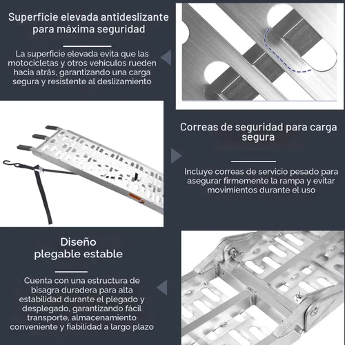 Miniatura 4 de MAXIVMAN - Rampa de aluminio para motocicleta con asa, capacidad de 750 libras, rampa plegable de 7.5 pies con correas de carga para camionetas