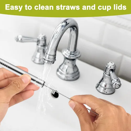Miniatura 5 de Repuesto de pajita de metal para botella de agua Owala de 40 onzas, accesorios, con 2 limpiadores de pajitas, pajitas reutilizables de acero