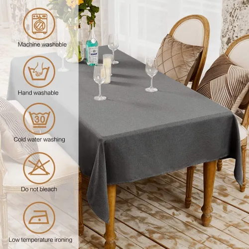 Miniatura 5 de BALCONY & FALCON Mantel Rectangular de Lino Sintético Impermeable Lavable Limpiable Cubierta de Mesa para Decoración de Mesa de Cocina Comedor