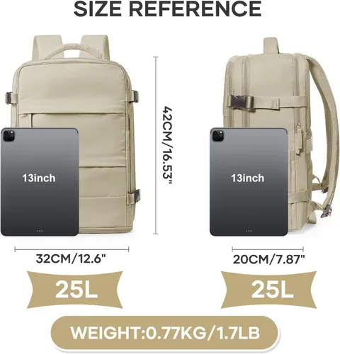 Miniatura 3 de coowoz Mochila grande de viaje para mujeres y hombres, mochila de transporte, mochila para senderismo impermeable para deportes al aire libre, Caqui