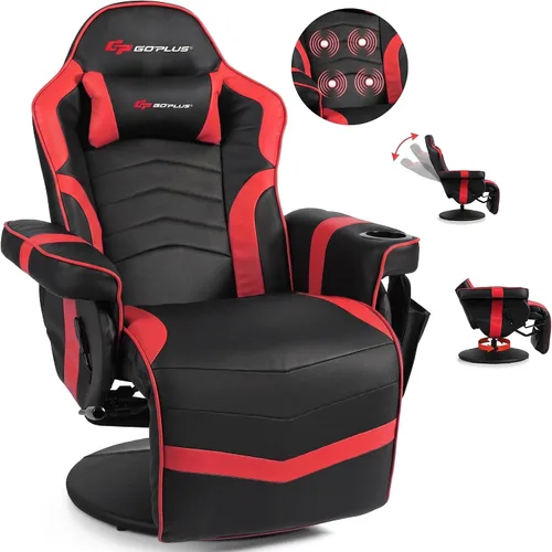 Miniatura 12 de POWERSTONE - Silla reclinable para videojuegos, silla de masaje de poliuretano con reposapiés, soporte para tazas, reposacabezas y bolsa lateral