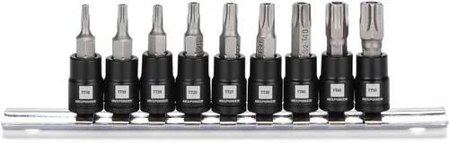 Miniatura 2 de MIXPOWER Juego de 9 piezas de dados Torx de 1/4 de pulgada, enchufes Torx a prueba de manipulaciones, enchufes CR-V y brocas de acero S2, TT10 - TT50