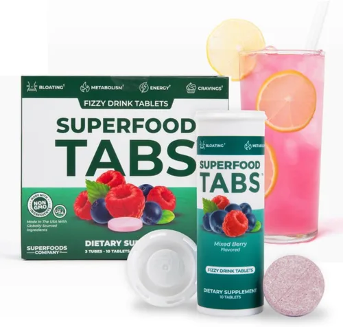 Miniatura 8 de Skinnytabs – Tabletas efervescentes depurativas - 15 Superalimentos totalmente naturales, sin laxantes, 30 porciones - Sin azúcar, bajas