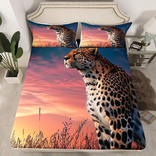 Miniatura 11 de Erosebridal Juego de cama de caballo para niñas, niños y parejas, sábana bajera ajustable de caballos blancos y negros, tamaño individual, diseño