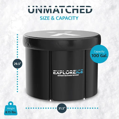 Miniatura 2 de Explore Ice Bath Pro Max - Bañera inflable extra grande para atleta, portátil, para terapia de agua fría, con tapa y bolsa de transporte