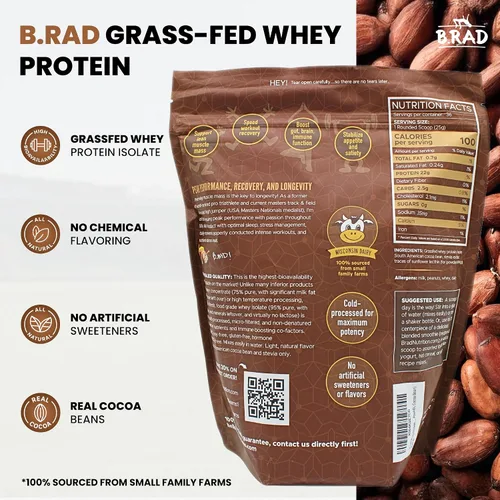 Miniatura 2 de B.rad Polvo aislado de proteína de suero alimentado con hierba, proteína en polvo con ingredientes totalmente naturales, polvo de preentrenamiento