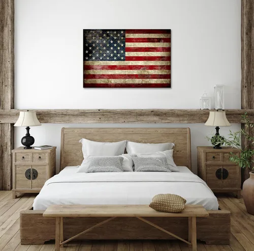 Miniatura 6 de SKASNFAI Póster retro de la bandera de Estados Unidos, arte de pared para la oficina en casa, imagen positiva, Día de la Independencia, Día