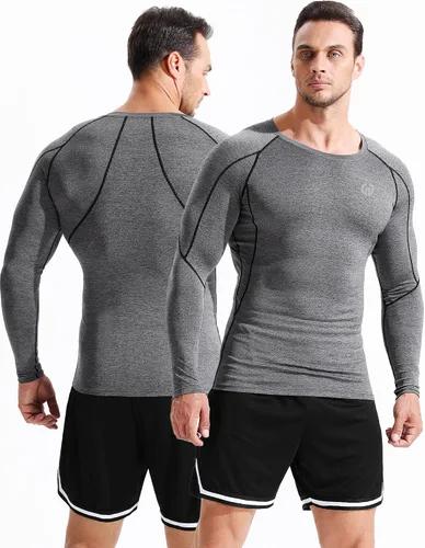 Miniatura 3 de NELEUS Camisas de compresión de manga larga para hombre, para ejercitarte, correr, 3 u