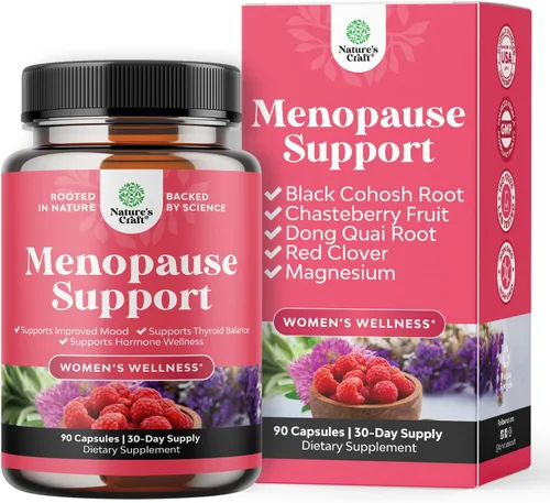 Miniatura 10 de Suplemento completo de hierbas para la menopausia para mujeres - Cápsulas de equilibrio hormonal femenino para sudores nocturnos, sofocos y cambios