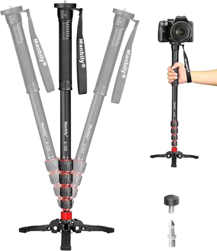 Miniatura 8 de Manbily Monopods for Cameras with Feet, 5 Sections, 67'', Max Load 15.43lb, Camera Monopod Extendable Portable Travel Aluminum for DSLR Canon Nikon