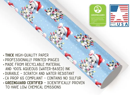 Miniatura 4 de Lindas luces de Navidad, papel de regalo de bulldog francés de Navidad, decoración de Navidad con temática de perro cachorro