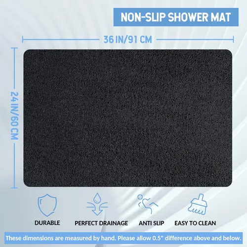 Miniatura 139 de Hargiis - Tapete antideslizante de secado rápido para tina y ducha, tapete exfoliante para pies, para baño, cocina u hotel, beige, 24 x 16 pulgadas