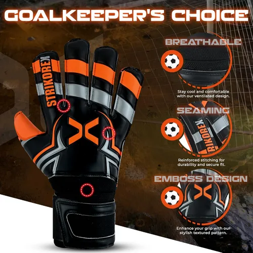 Miniatura 3 de Guantes de portero para niños y jóvenes con palma de látex de 0.157 in, agarre fuerte, guantes de fútbol para adultos y niños con dedos Fluo