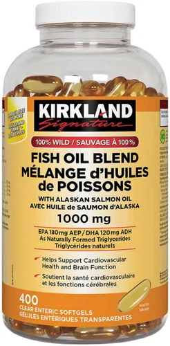 Costco Companies Inc. Kirkland Signature - Mezcla de aceite de pescado 100% silvestre con aceite de salmón de Alaska, 1000 mg, 400 cápsulas blandas
