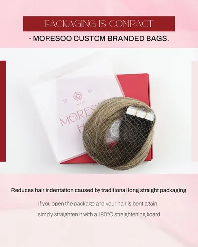Miniatura 6 de Moresoo Extensiones adhesivas de cabello humano degradado, balayage, mezcla de marrón oscuro con extensiones de color marrón medio, extensiones