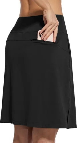 Miniatura 3 de BALEAF - Falda pantalón corta de 20 pulgadas de longitud hasta la rodilla, falda atlética, modesta, larga, casual, con bolsillo con cremallera