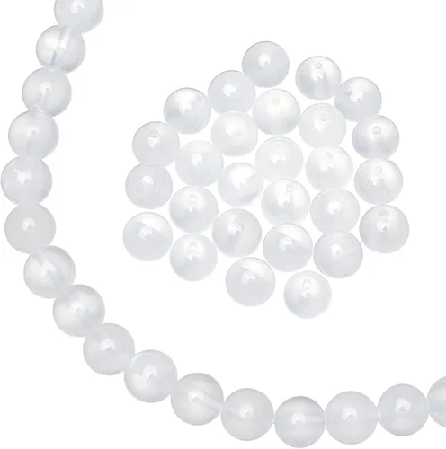 arricraft 49 cuentas redondas de selenita natural, 0.315 pulgadas (0.315 in), piedras preciosas pulidas brillantes de jade sueltas para hacer