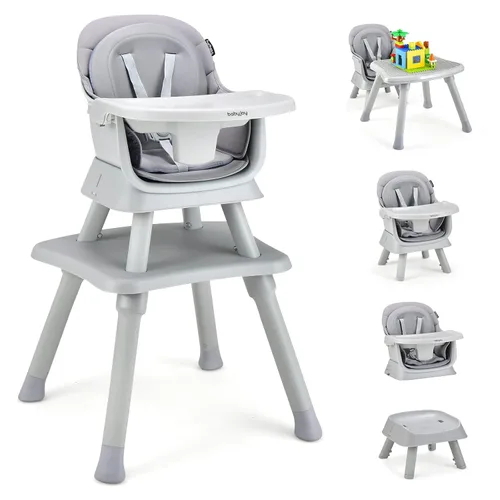 BABY JOY Silla alta para bebé, silla alta convertible 8 en 1 para bebés y niños pequeños, asiento elevador, juego de mesa y silla, mesa de bloques