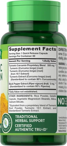 Miniatura 2 de Nature's Truth, Complejo de curcumina de cúrcuma más extracto de pimienta negra, 500 mg, 60