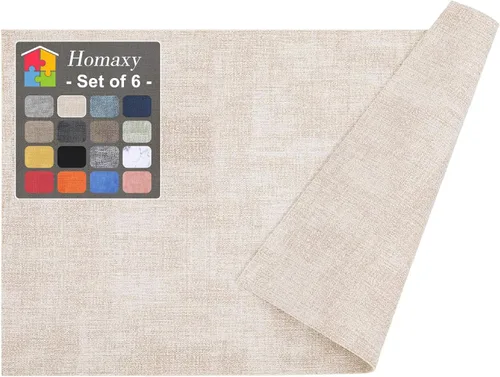 Miniatura 13 de Homaxy - Juego de 6 manteles individuales de piel sintética resistentes al calor para mesa de comedor, impermeables, lavables, limpiables, manteles