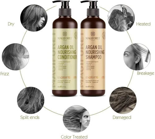 Miniatura 3 de MagiForet - Acondicionador para cabello y champú, acondicionador de aceite de argán, acondicionador natural para cabello seco y dañado