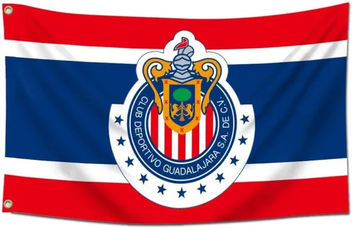 YukaBa Bandera de 3 capas de doble cara para fanáticos de Chivas, bandera de Guadalajara de 3 x 5 pies, bandera de fútbol de México/Futbol