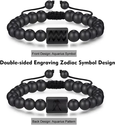 Miniatura 4 de Pulseras del zodiaco para hombres y mujeres, hechas a mano, ojo de tigre natural de 0.315in y piedra de ágata mate para hombre, pulseras