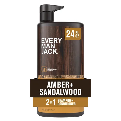 Every Man Jack Champú diario 2 en 1 + acondicionador - Ámbar + sándalo | Nutritivo para todo tipo de cabello, derivado de forma natural, libre de