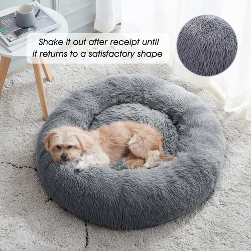 Miniatura 3 de WESTERN HOME WH Cama calmante para perros y gatos, dona acogedora anti-ansiedad, cama redonda cálida y acogedora de piel sintética, suave y azul