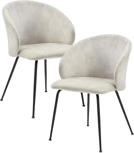 Miniatura 3 de Lexicon Juego de 2 sillas de comedor, modernas sillas de cocina y comedor, asiento acolchado tapizado de terciopelo, respaldo redondo, sin brazos