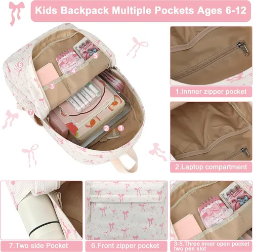 Miniatura 3 de BTOOP Mochila escolar para adolescentes, mochila grande de pana ligera, para niñas, niños, casual, escuela secundaria, universidad, Mediana