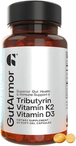 Miniatura 14 de Salud intestinal y cardíaca + apoyo inmunológico 1 mes de suministro 30 cápsulas de gel suave butirato puro de 350 mg y vitamina D3 2000 IU