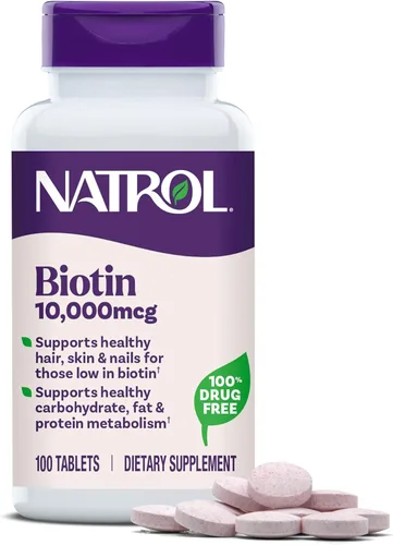 Natrol Beauty Biotina 10,000mcg Vitaminas para la Belleza, 100 Tabletas, Suministro para 100 Días