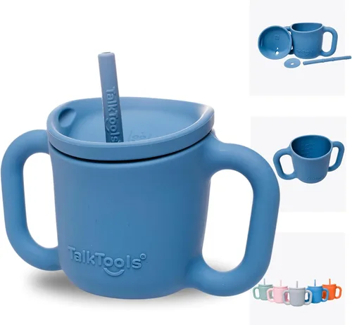 Miniatura 10 de TalkTools ITSY - Taza de entrenamiento de silicona para bebé, taza pequeña con popote para bebé, antifugas, a prueba de derrames y sin BPA