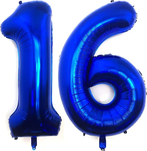 Miniatura 9 de Globo negro de 40 pulgadas con el número 16, 61 de gran tamaño, de papel de aluminio de Mylar gigante, globos negros de helio para fiesta