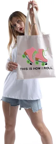 Miniatura 5 de POFULL Bolsa de maquillaje para amantes del patinaje sobre ruedas, así es como me rollo bolsa de cosméticos Bolsa de asas para patinadora