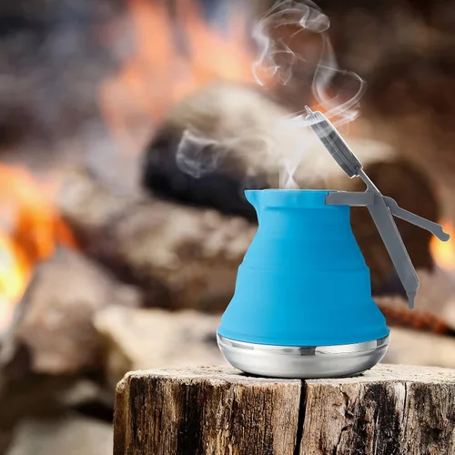 Miniatura 5 de Geiserailie Hervidor plegable portátil de 1,5 l para acampar, tetera plegable para senderismo, viajes y al aire libre