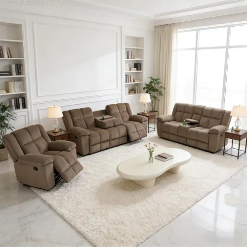 Miniatura 10 de Juego de sofá reclinable manual, juego de sofá reclinable de microfibra, juego de muebles modernos para sala de estar, sofá reclinable para sala